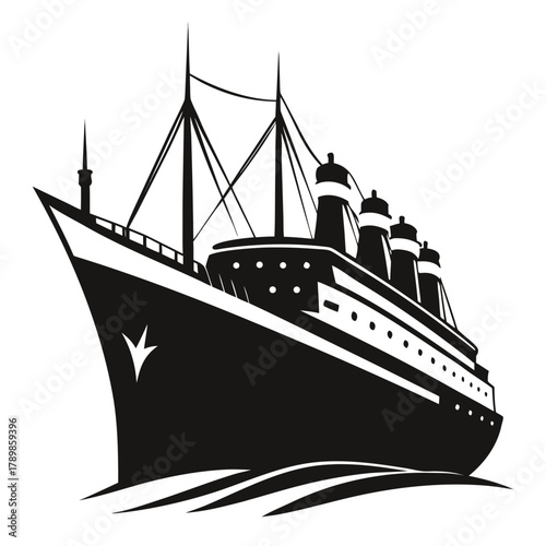 Titanic vector clean black silhouette design white background