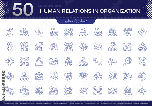 Human Relations in Organization stroke icon. Human Relations in Organization line icon set. editable stroke icon pack. Line, Thin, Linear Style Icon Bundle. Fully Customizable, Communication, Trust