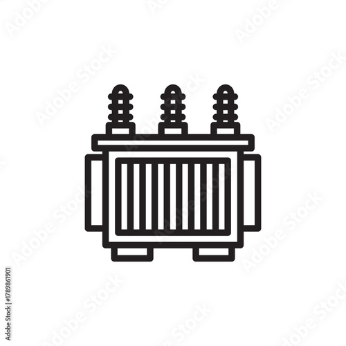 Transformer icon symbolizing electrical voltage regulation and power conversion, representing specialized electrical utility equipment, modern energy grid components, and industrial power systems.