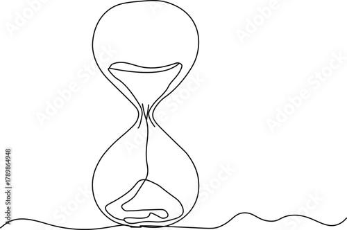  One continuous line drawing of sand hourglass time