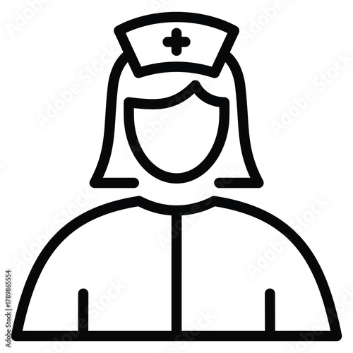 Nurse Icon Line Vector Illustration
