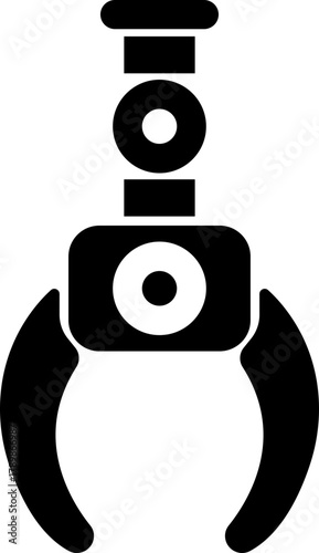 Grabber Robotic Arm Icon Industrial Claw, Mechanical Hand, Automation Tool, Factory Robot, and Engineering Machine Symbol Vector in Black Color Flat Style
