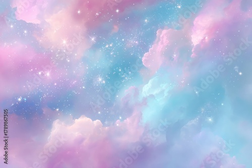 Pastel Sky With Clouds And Stars — Ethereal Dreamy Nebula Cloudscape For Backgrounds, Wallpapers, And Creative Projects In Fantasy, Mood, And Inspiration
