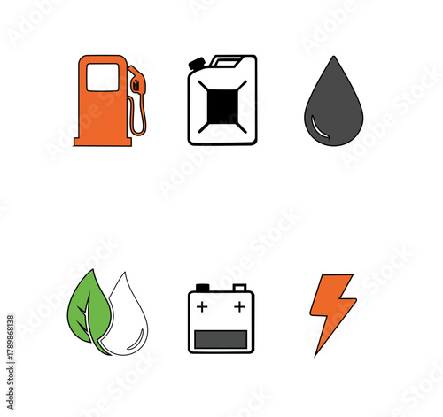  Vector Icon set of fuel and energy