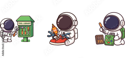 astronaut recycling plastic and saving energy