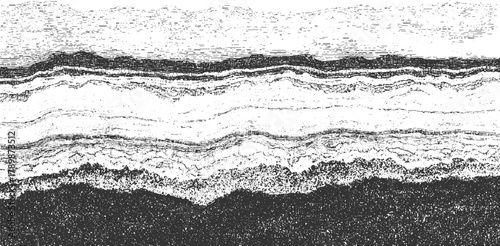 Abstract layered geological strata texture with hatching and stippling background pattern