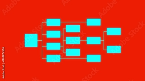 Abstract glowing workflow diagram overlay. Business process mapping and data structure visualization. Digital flowchart interface. Smart planning, project task management. 4k video glowing ...