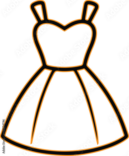 Simple line art drawing of a white dress
