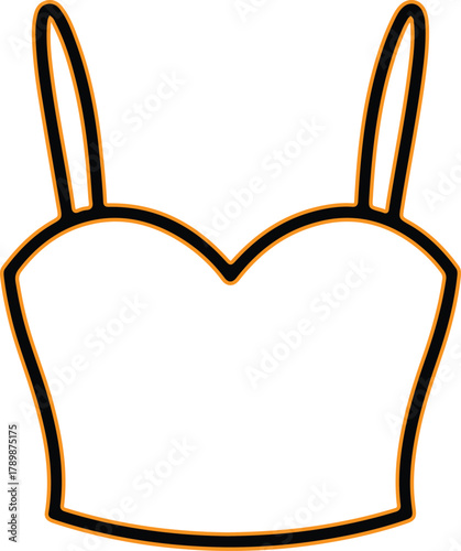Simple outline drawing of a strappy crop top