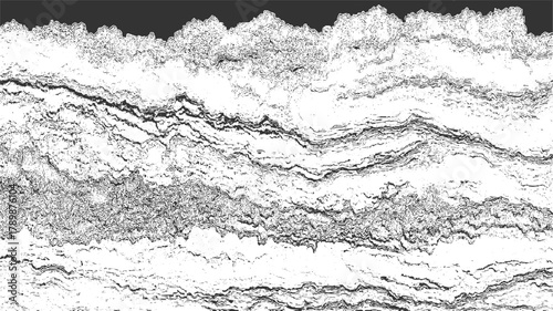 Abstract black and white layered organic texture with jagged edges pattern