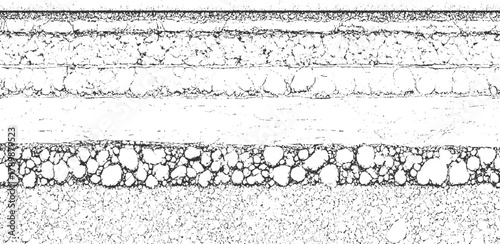 Black and white abstract texture of layered gravel and cracked surfaces grunge