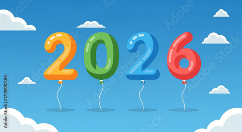 Happy new year business calendar illustration with colorful gold 3d text number symbol sign and date