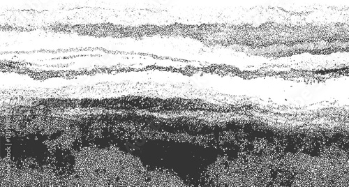 Black and white textured horizontal stripes with granular and linear patterns abstract background