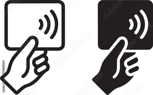 Hand holding credit card with contactless symbol, depicting modern secure digital payment transactions and financial technology. isolated on white background, Vector, illustration