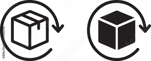 Rotating arrow around box vector icon
