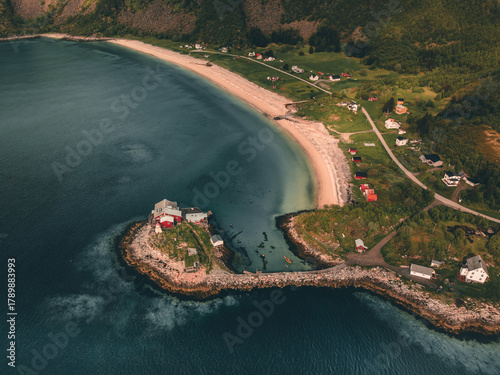Senja Island in norway in summer aerial view