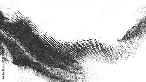 Black and white textured background with scattered dots and granular pattern abstract