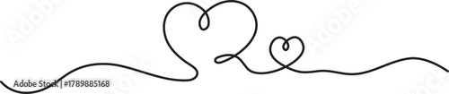 Elegant continuous line drawing of two intertwined hearts symbolizing connection and love