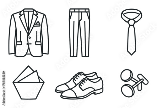 Men's formal attire: suit, tie, and accessories for elegant fashion