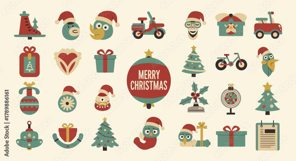 Fototapeta premium christmas icons set