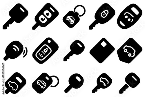 Smart car key icons set simple vector. Driver mobile