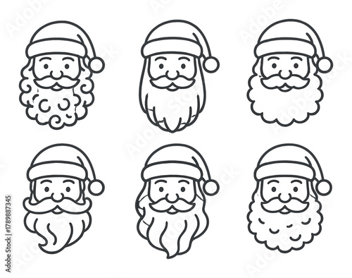 Santa claus beard styles collection in black and white