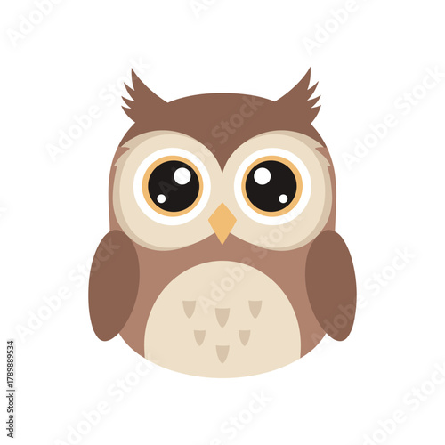 Cute cartoon owl illustration with big eyes.
