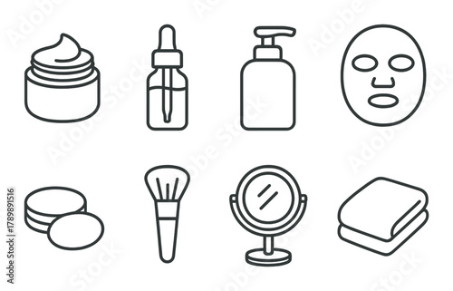 Beauty icons: skincare, makeup, and self-care essentials