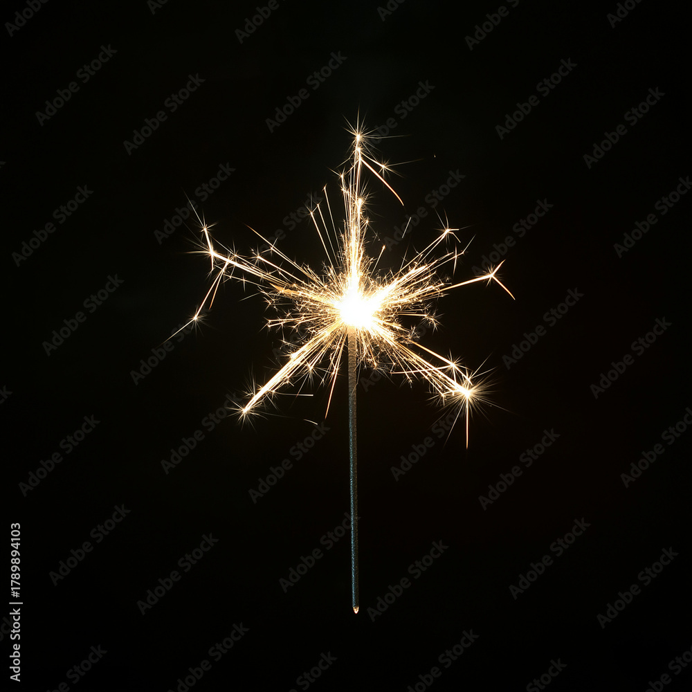 Obraz premium Sparkler burning brightly against black background