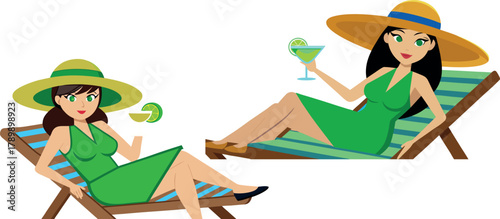 summer illustration, woman sunbathing vector, beach relax artwork, vacation cartoon design, sun bathing character clipart, tropics holiday vector, relaxation art drawing, happy vacation graphic, summe