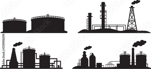 Industry silhouette industrial area and manufacturing plant refinery factory icon