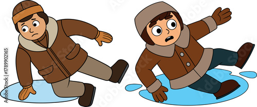 child winter clothing, cold weather cartoon, warm outfit illustration, kids fashion vector, winter season art, cozy children design, snow weather character, kids protection concept, cute warm clothes 