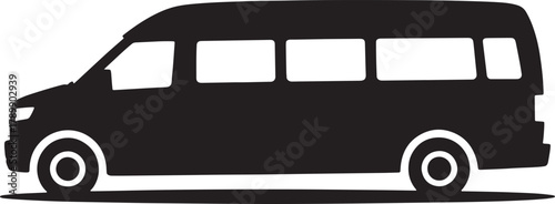 Side View Silhouette of Passenger Van for Transportation Design Projects and Artwork