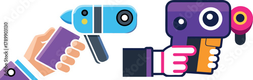 camera cartoon illustration, photography equipment vector, digital camera art, photo device design, creative gadget artwork, filming tool cartoon, modern photography icon, camera technology vector, vi