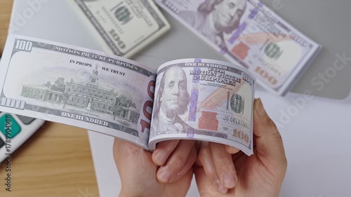 counting money American dollars with hand , cash
