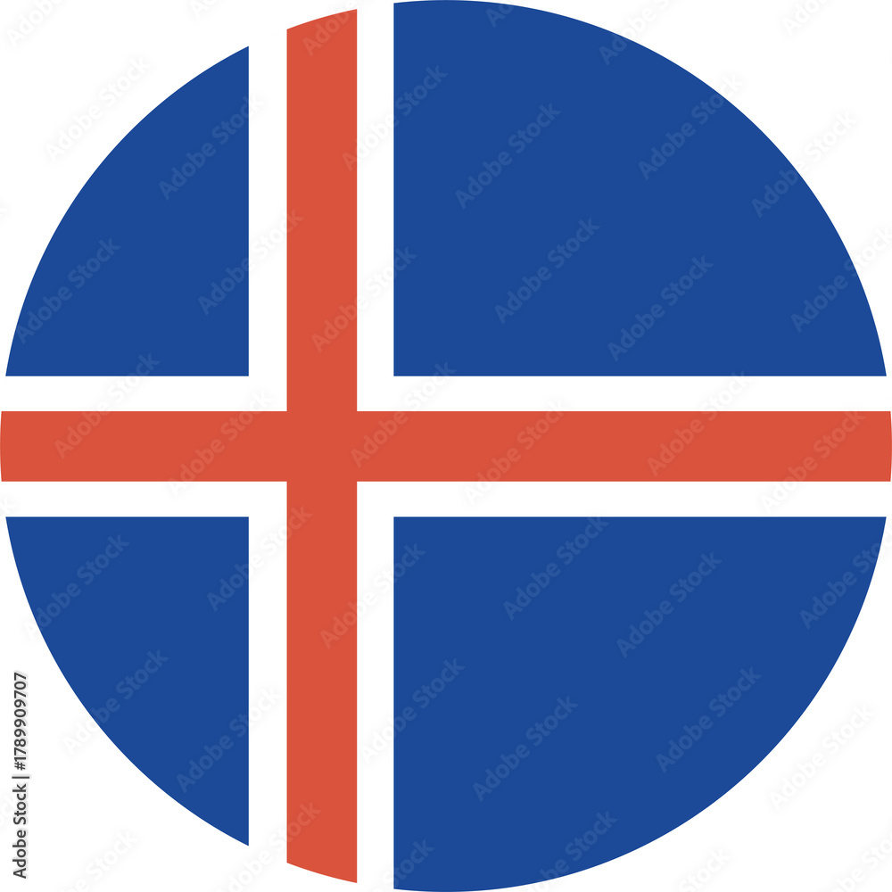 Naklejka premium Iceland flag. Flag icon. Icelandic national round flag. Circle flag badge.