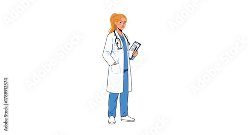 Girl Doctor Vector – Professional Medical Illustration for Healthcare Design - Medical Doctor Vector – Healthcare professional