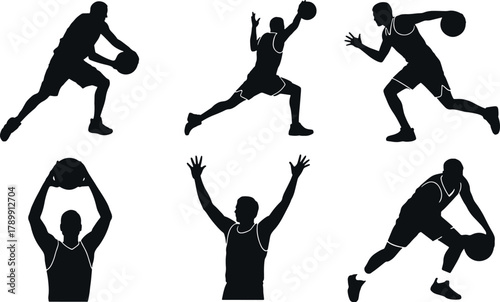 Collection of basketball player silhouettes