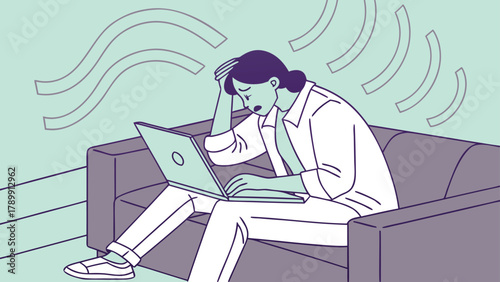 Seated Anxiety and Stress - Man with Neon Outline and Worry