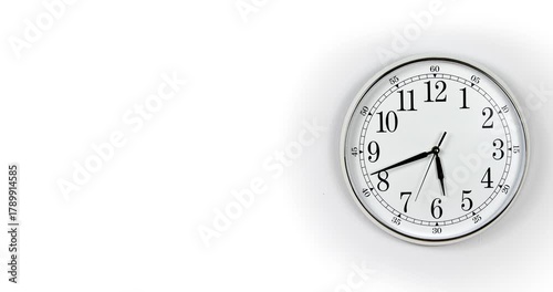 Round Wall Clock time lapse. Clock Counting Down 24 Hour Day Fast Speed. Clock with moving arrows. Clock time lapse UHD 4K. 12h loop. Black Frame, Red pointer second pointer. Time running fast