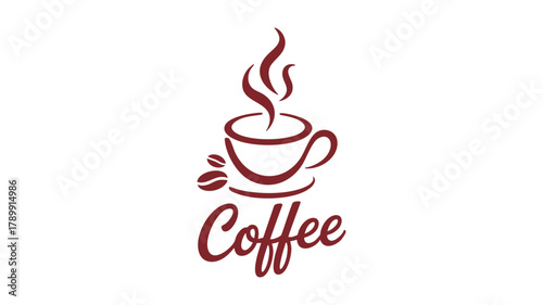 Coffee cup with beans and steam