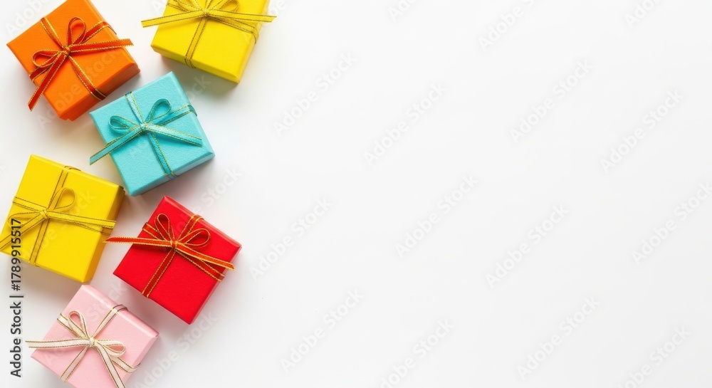 Obraz premium Colorful gift boxes with ribbons