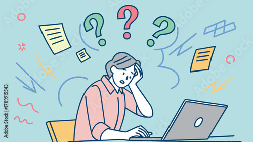 Seated Anxiety and Stress - Man with Neon Outline and Worry