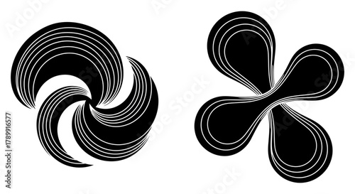 Abstract Geometric Shapes Vector Art Swirl & Clover Design for Modern Decor, Logo Elements, Minimalist Patterns & Creative Projects