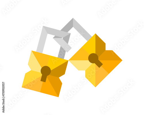Yellow couple vintage padlock key icon vector design