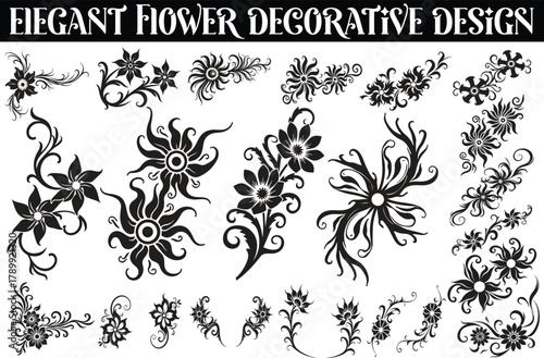 Elegant flower decorative design vector ideal for invitations, greeting cards, and stationery
