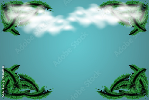 Christmas tree lights on blue background with space for text. Vector illustration for banner, template flyer card, greeting card, copy space area