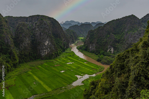 rainbow in the mountains of Ninh binh