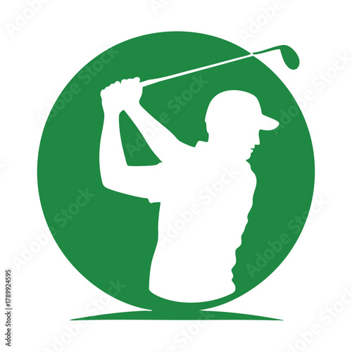 Golfer swinging club silhouette