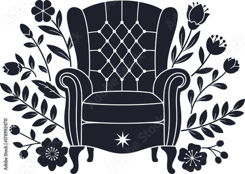 Elegant armchair with floral decoration for stunning design projects
